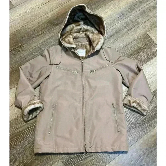 Vintage London Fog Women’s Fur Lined Chore Coat | Removable Hood Wmns Size 11/12 - Picture 10 of 13